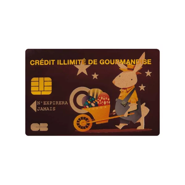 Cartes de crédit en chocolat noir 'Lapin brouette'