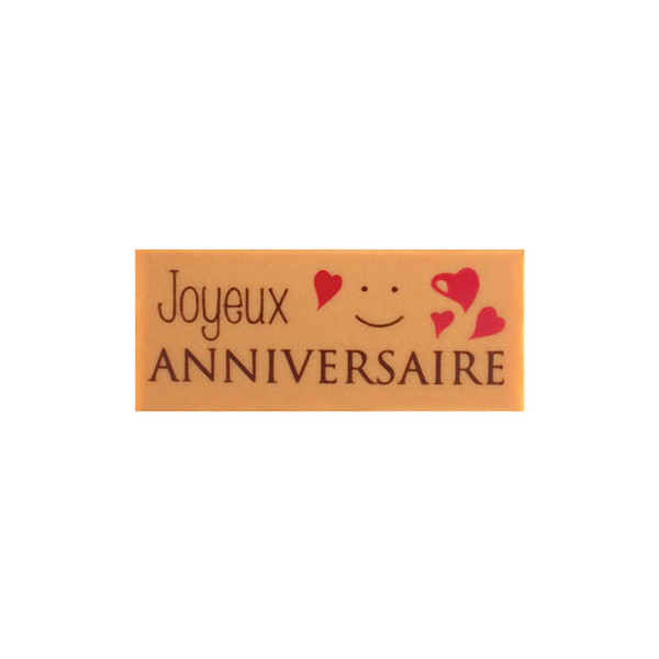 Rectangles en chocolat blanc caramélisé 'Happy Anniversaire'