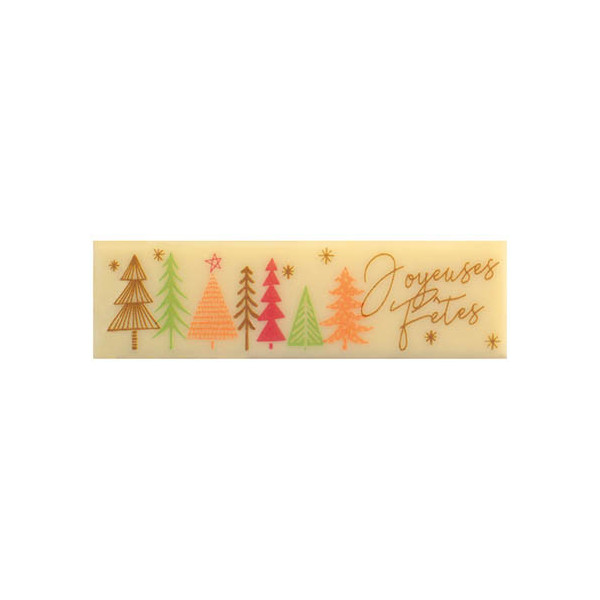 Rectangles en chocolat blanc 'Joyeuses fêtes sapin'