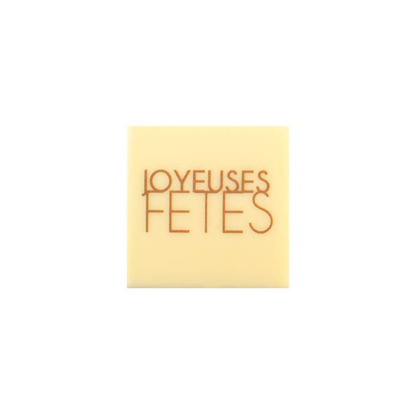 Carrés en chocolat blanc 'Joyeuses fêtes'