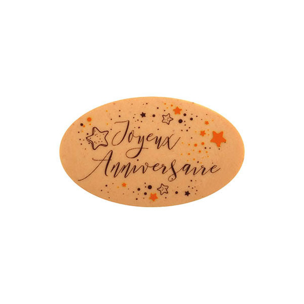 Ovales en chocolat blanc caramélisé 'Anniversaire'