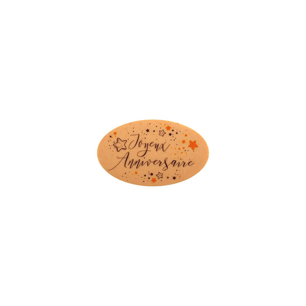 Ovales en chocolat blanc caramélisé 'Anniversaire'
