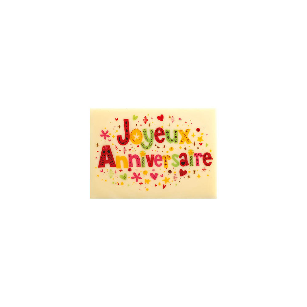 Rectangle White chocolate 'Joyeux anniversaire'