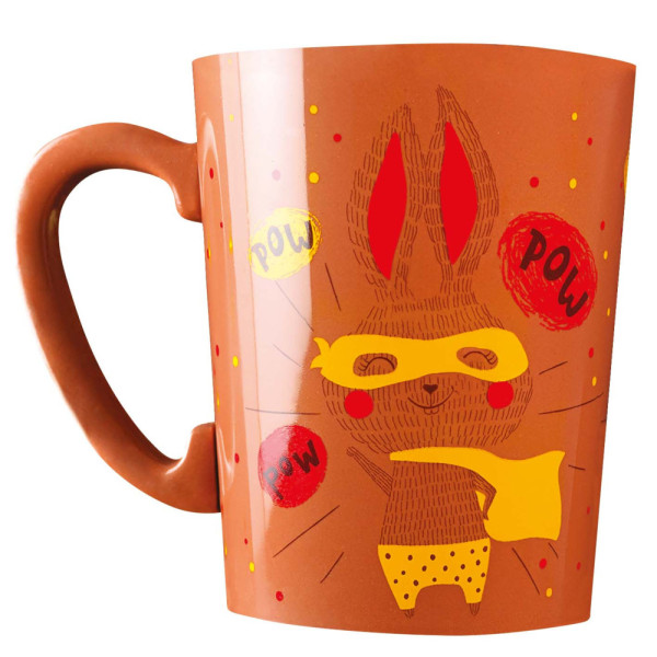Feuilles imprimées 'Super Lapin' pour mugs