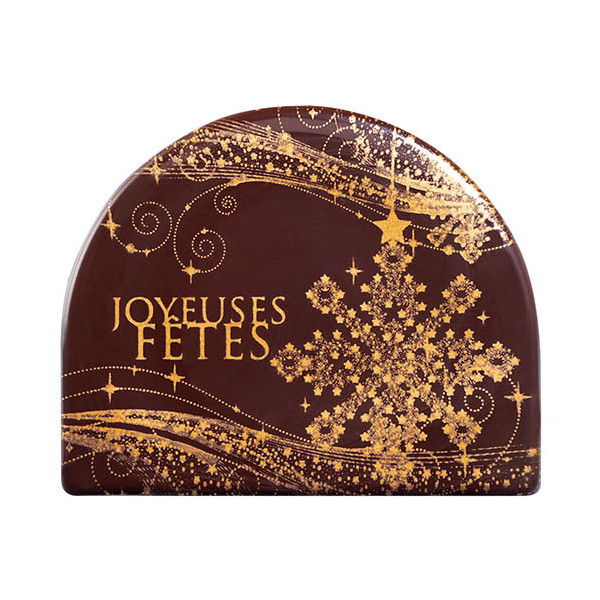 Embouts de bûche en chocolat noir 'Joyeuses Fêtes'