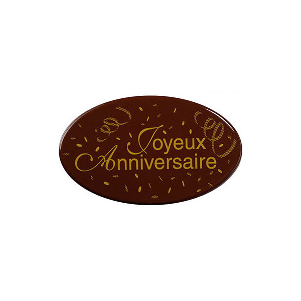 Ovales en chocolat noir 'Joyeux Anniversaire'