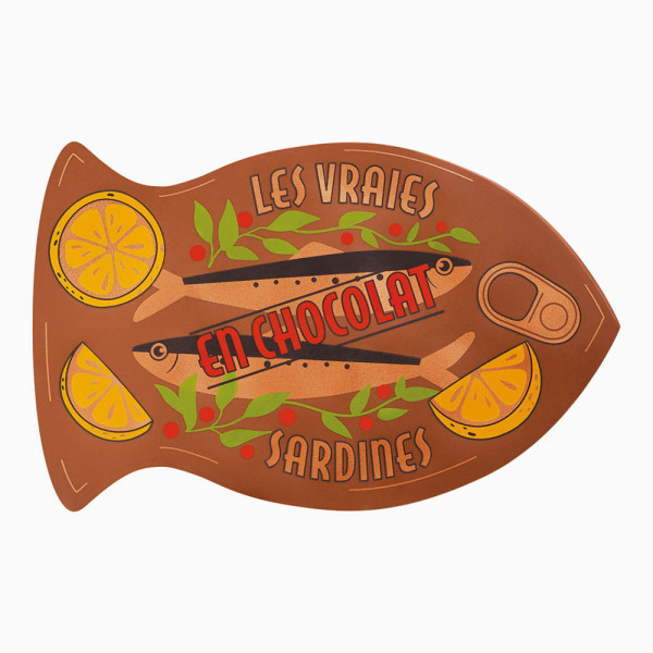 Feuilles imprimées 'Les vraies sardines' pour tablette poisson