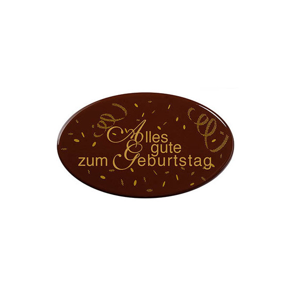 Ovales en chocolat noir 'Alles gute zum Geburtstag'