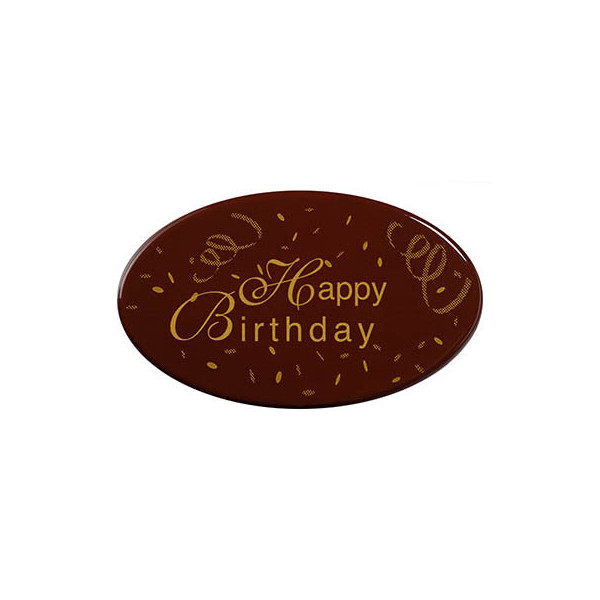 Ovales en chocolat noir 'Happy Birthday'