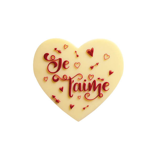 Hearts White chocolate Embossed 'Je t'aime'
