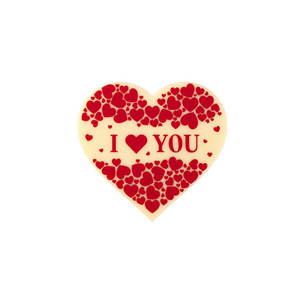 Coeurs en chocolat blanc 'I love you'
