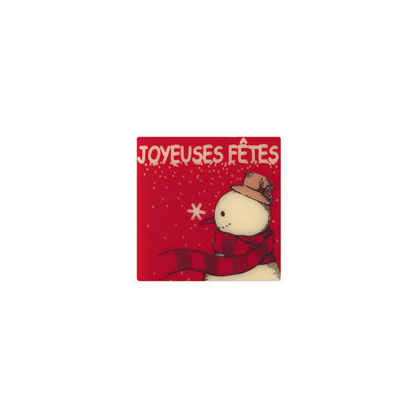 Carrés en chocolat blanc 'Joyeuses Fêtes'