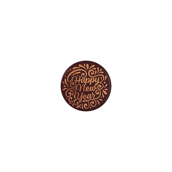 Ronds en chocolat noir 'Happy New Year'