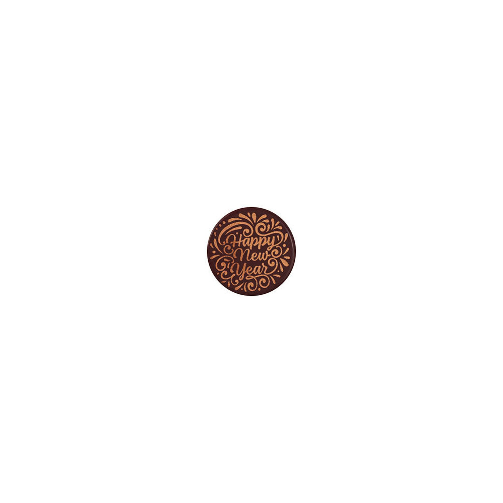 Ronds en chocolat noir 'Happy New Year'