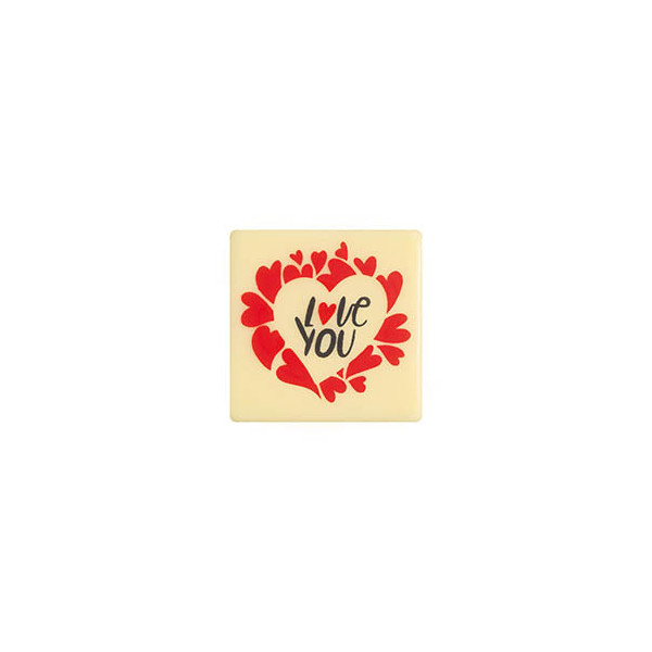 Carrés en chocolat blanc 'Love you'
