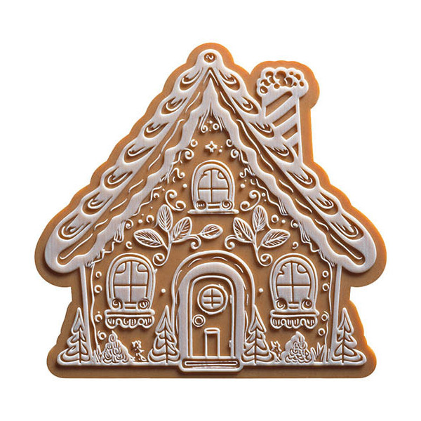 Embouts de bûche en chocolat blanc caramélisé avec relief 'Chalet'
