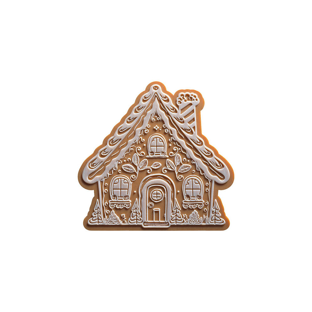 Ends of yule log White caramelised chocolate embossed 'Chalet'