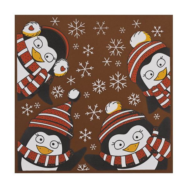 Feuilles imprimées 'Gang de pingouins' pour cartes carrées et sachets