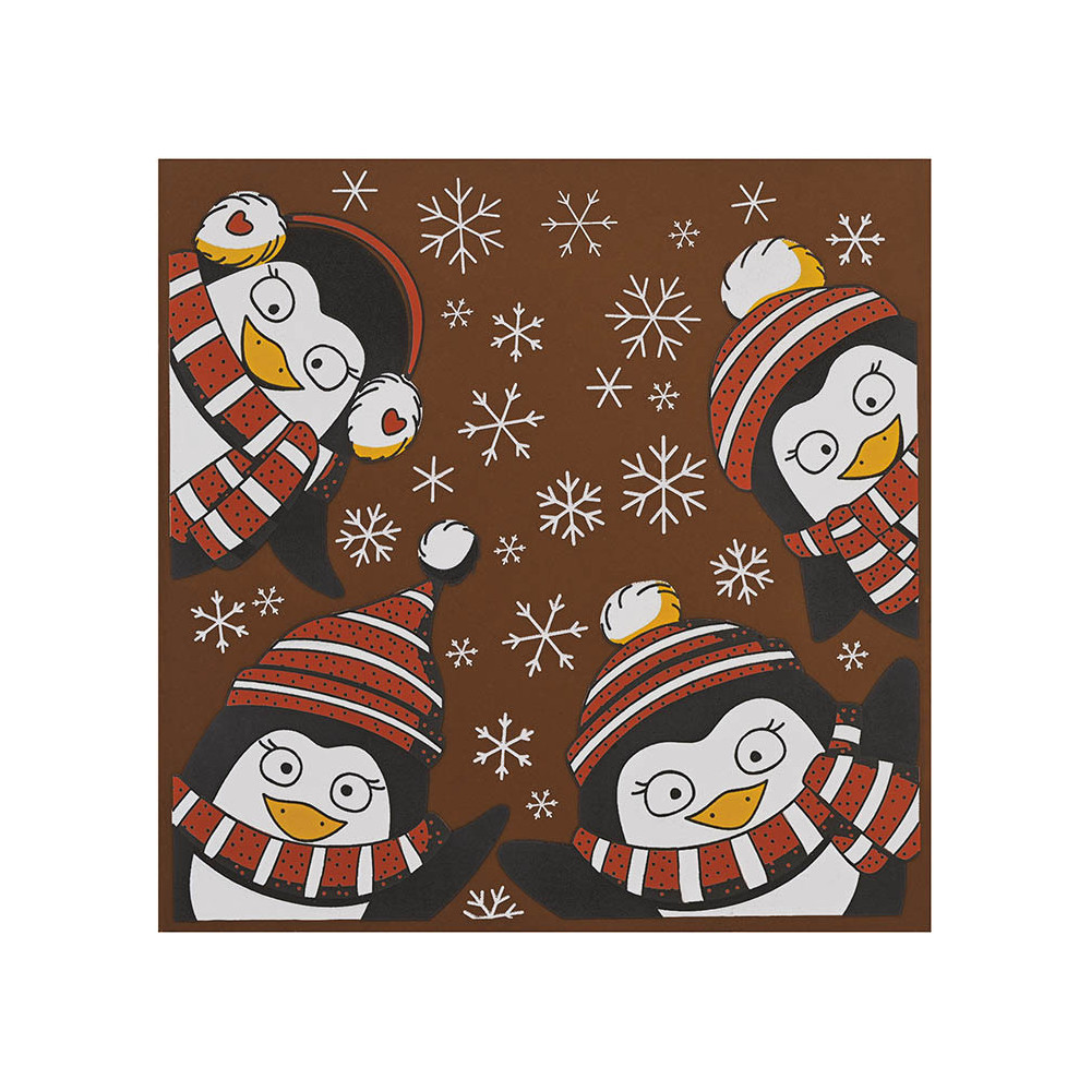 Feuilles imprimées 'Gang de pingouins' pour cartes carrées et sachets