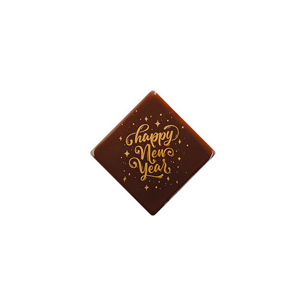 Carrés en chocolat noir 'Happy New Year'