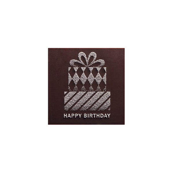 Carrés en chocolat noir avec relief 'Happy Birthday'