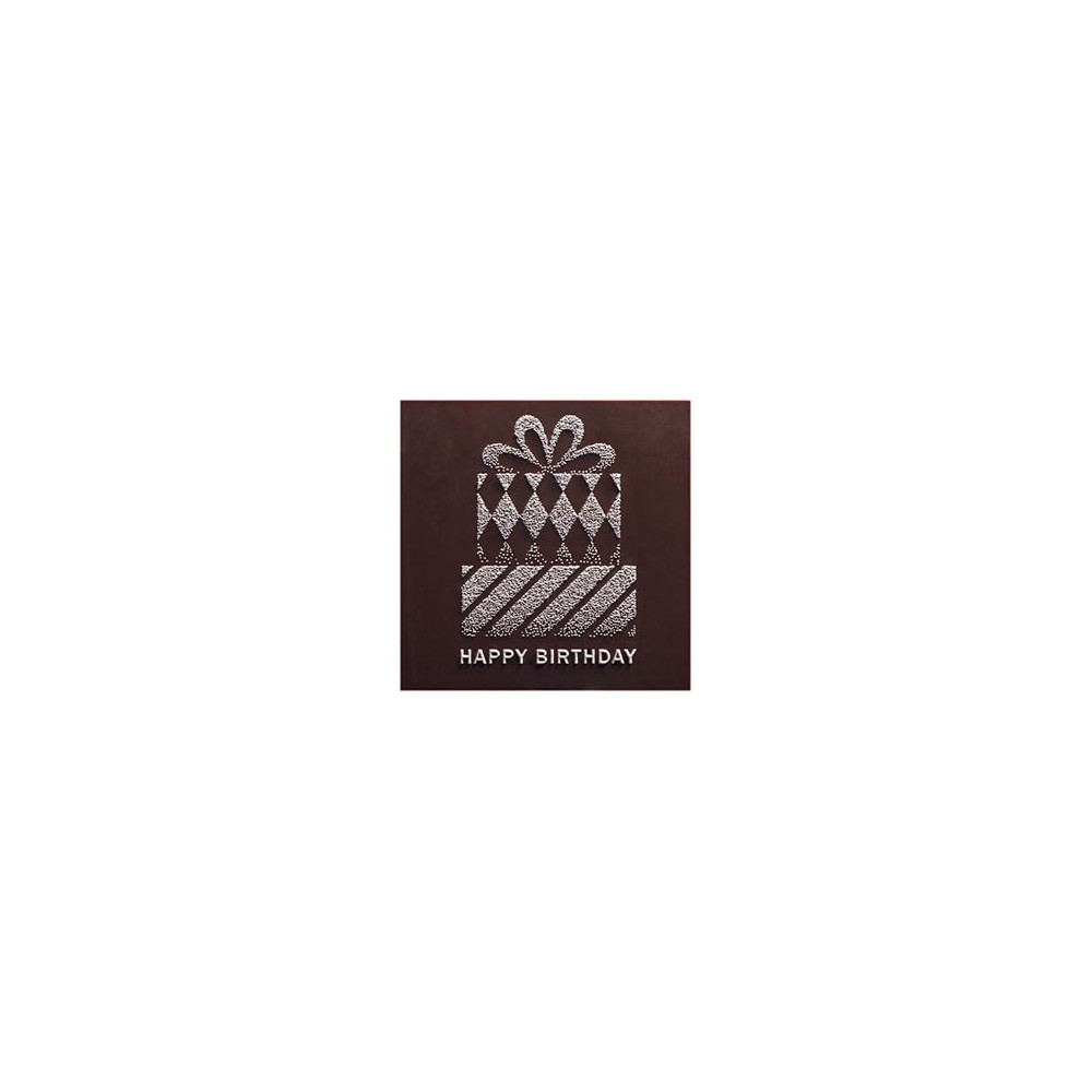 Carrés en chocolat noir avec relief 'Happy Birthday'
