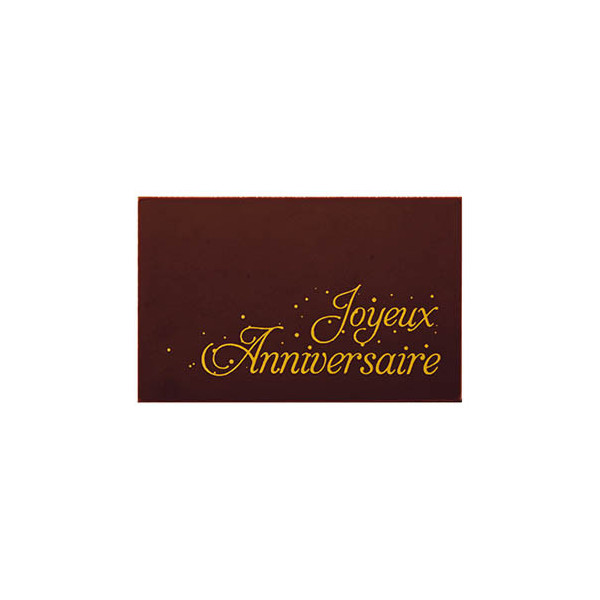Rectangles en chocolat noir 'Joyeux Anniversaire'